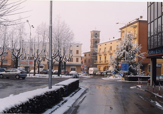 Il centro di Campogalliano d'inverno